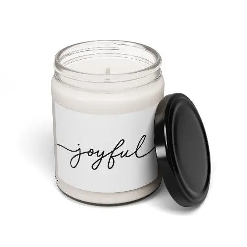 Scented Soy Candle, Personalized, 9oz. Handcrafted with care, using premium soy wax, ensuring a clean, long-lasting burn that permeates the air with a delightful aroma. Printify