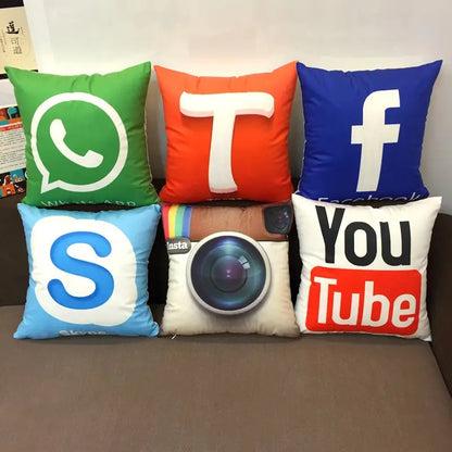 Stay Social and Comfy – Trendy Social Logo Pillow! Fuchsia Molly