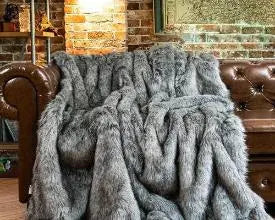 Grey Faux Fur Blanket