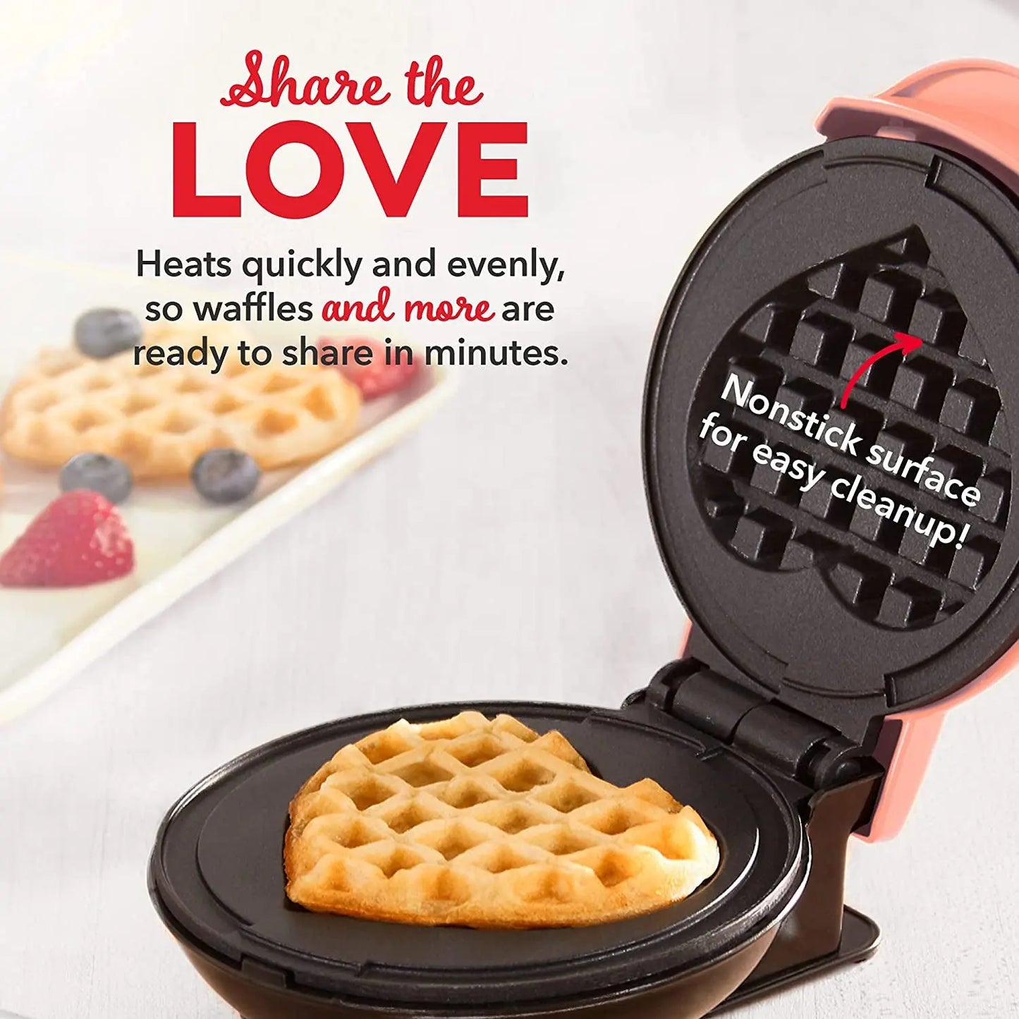 DASH Mini Maker 3-Pack Gift Set, Mini Waffle Maker + Mini Heart-Shaped Waffle Maker + Mini Maker Griddle