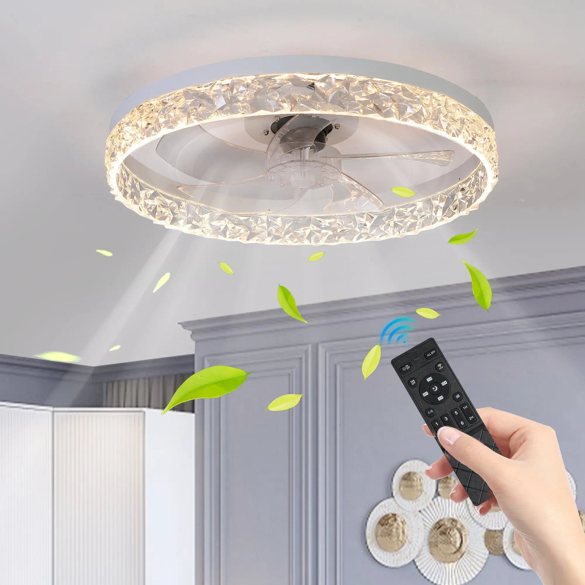 Stylish Acrylic Ceiling Fan Light with Remote – Dimmable LED