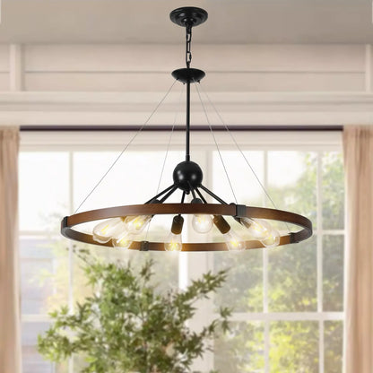 Rustic 8-Light Farmhouse Chandelier – Vintage Charm for a Warm, Inviting Kitchen Sangria Beech