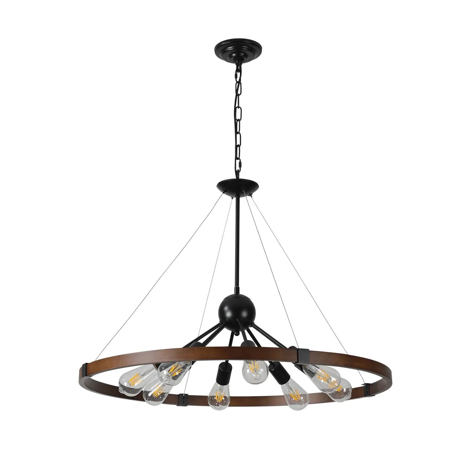 Rustic 8-Light Farmhouse Chandelier – Vintage Charm for a Warm, Inviting Kitchen Sangria Beech