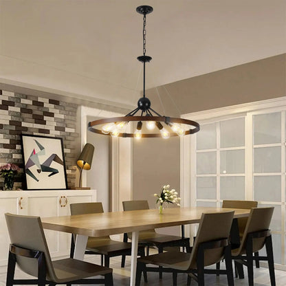 Rustic 8-Light Farmhouse Chandelier – Vintage Charm for a Warm, Inviting Kitchen Sangria Beech