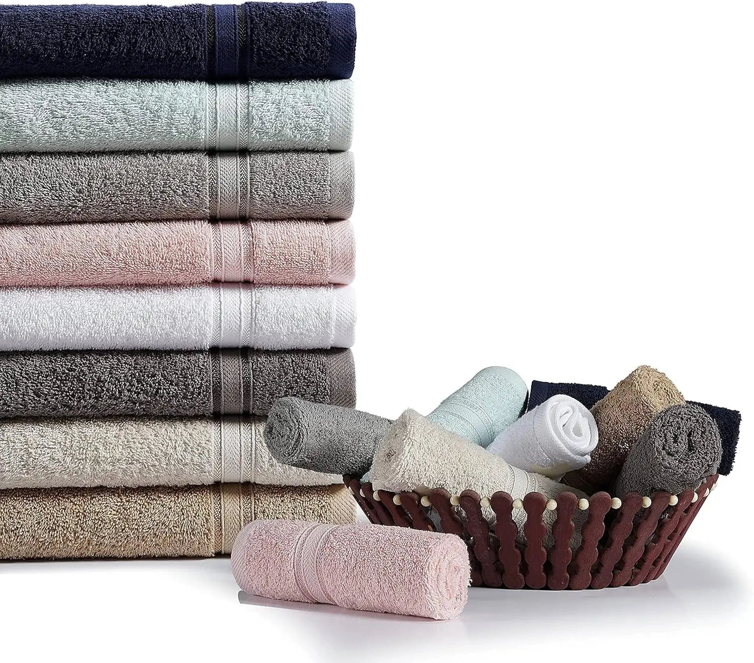 Chateau Home Luxurious 16 Piece Bath Towels Sets, (4 Bath Towels, 4 Hand Towels, 8 Wash Cloths) Low Lint, Bathroom Towel Sets 600 GSM, Durable, Highly Absorbent, Extra Large Bath Towels -Light Grey