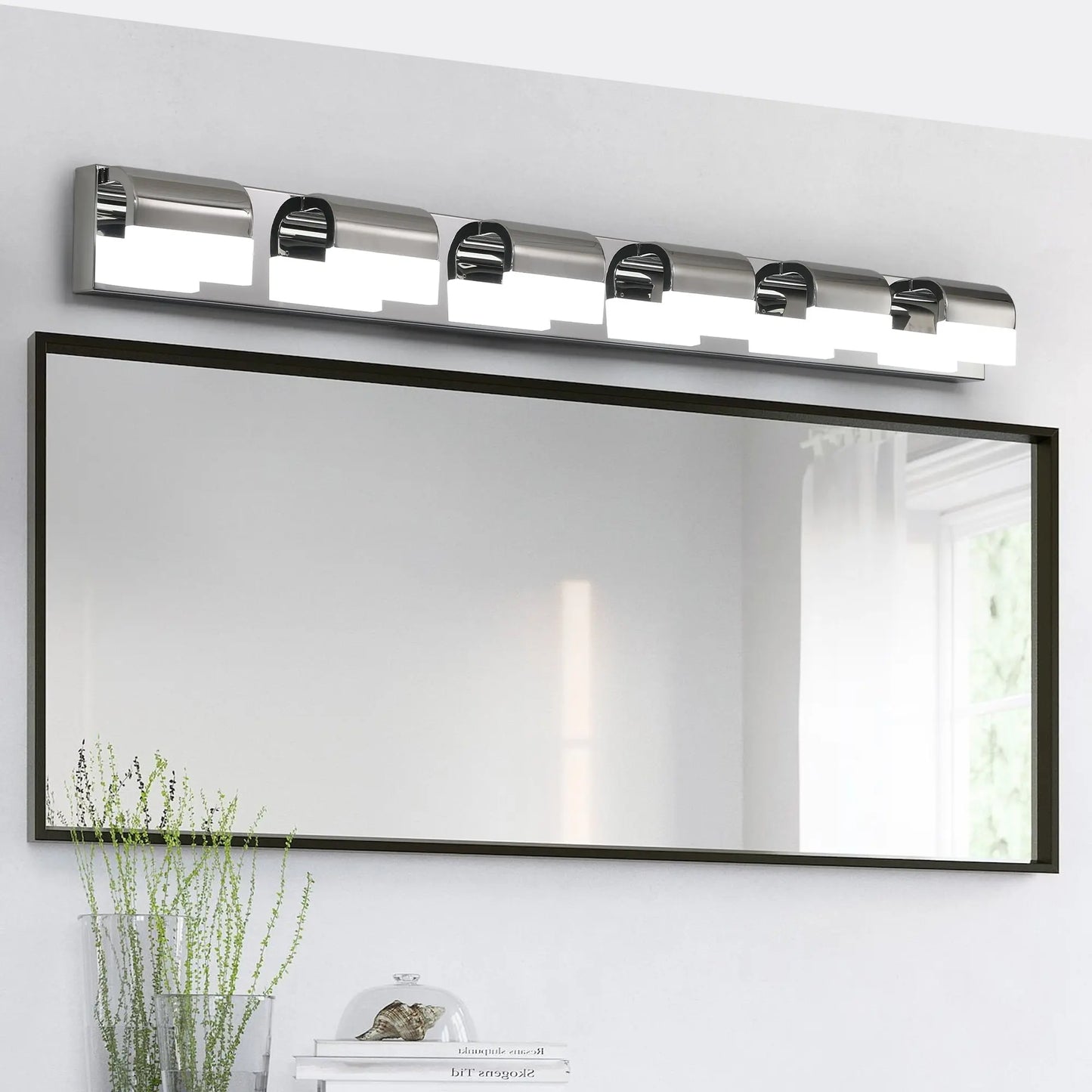 "Modern 6-Light LED Vanity Lighting – Sleek Over-Mirror Illumination for Contemporary Bathrooms" Sangria Beech