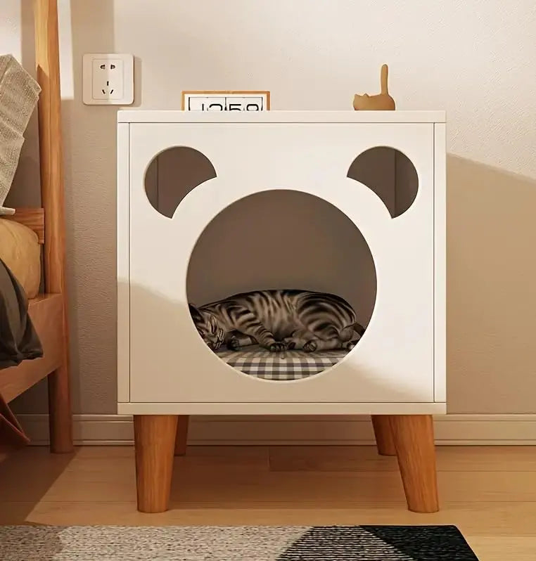 Modern Wooden Cat Bedside Table