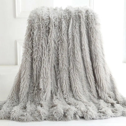  Faux Fur Throw Blanket-grey