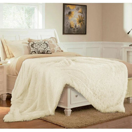  Faux Fur Throw Blanket- white