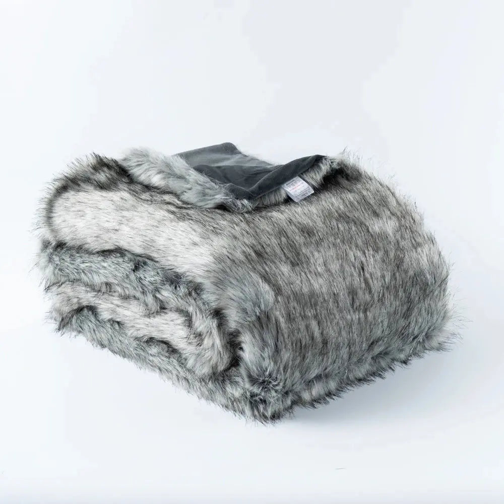 Indulge in Ultimate Softness Slate Faux Fur Throw Blanket - Cozy and Warm. Copper Pallas